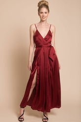 Ella Open Back Jumpsuit Burgundy