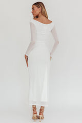 In Blooms Off Shoulder Maxi Dress Off White