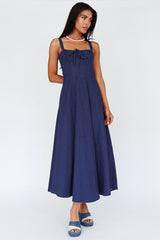 Sweet Pea Tied Bust Maxi Dress Indigo