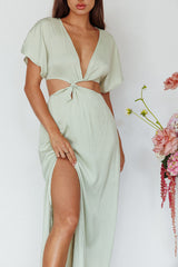 Getaway Cut-Out Waist Midi Dress Pistachio