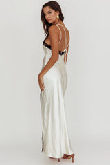 Flying High Lace Trim Maxi Dress Oyster