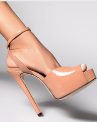 Freya Patent Leather Platform Pumps In Beige