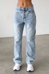 DOGMA Classic High Rise Straight Leg Denim Jeans Light Wash