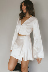Winona Satin Jacquard Mini Skirt Cream
