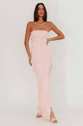 Just Friends Strapless Ruffle Maxi Dress Light Pink