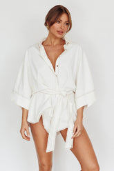 Daytona Beach Long Sleeve Shirt Romper White
