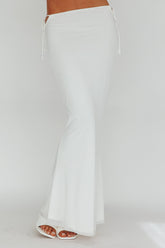 Rana String Tie Side Midi Skirt Cream