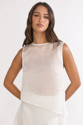 Lemora Asymmetric Hem Top White