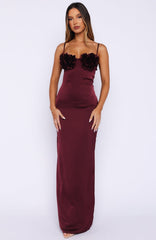 Burgundy Petal Maxi Dress