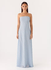 Chaniva Maxi Dress Blue Mocha Dot