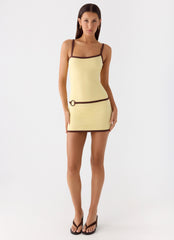 Felicia Asymmetrical Mini Dress Yellow
