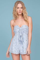 Daisy Bow Tie Romper Blue