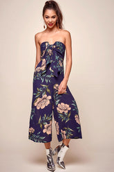 Khloe Floral Bow Tie Jumpsuit Navy