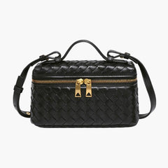 Top Handle Woven Faux Suede Bag