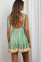 Go Get It Tied Shoulder Sun Dress Floral Mint
