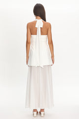 Opulent Halterneck Layered Maxi Dress White
