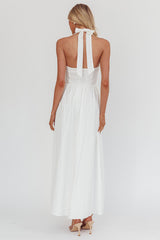 Irisa Elasticated Halter Maxi Dress White