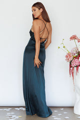 Love Letters Strappy Cowl Back Dress Teal