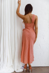 Island Time One-Shoulder Midi Dress Peach
