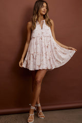 Kennedi String Tie Shift Dress Floral Pink