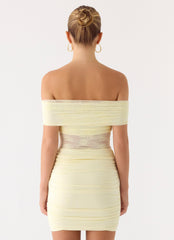 Either Way Off Shoulder Mini Dress Yellow