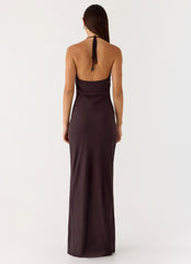 Indya Halter Maxi Dress Chocolate