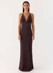 Indya Halter Maxi Dress Chocolate