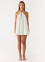 Soft Breeze Linen Mini Dress White
