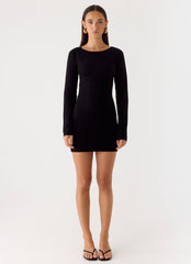 Soft Vision Knit Mini Dress Black