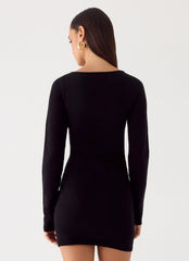 Soft Vision Knit Mini Dress Black