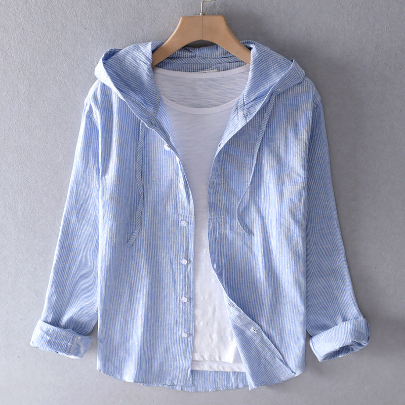 Striped Hooded Shirt