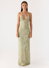 Ultra Quiet Halter Maxi Dress Green